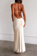 Strapless Tie Front Rhinestone Rose Mesh Maxi Party Dress
