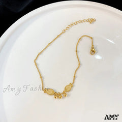 Ball Pendant Small Fish Anklet Gold