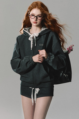 Sportlicher Hoodie mit Spitzenbesatz (Set-Up)
