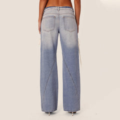 Seitlich mit Bandage versehene, tief sitzende Baggy-Hose