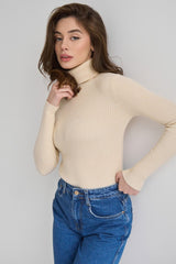 Pullover mit hohem Kragen, lässiger Strickpullover