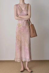 Elegant Chic Slim Waist Long Floral Dress