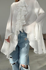 Elegante Bluse mit Rüschen und langen Ärmeln