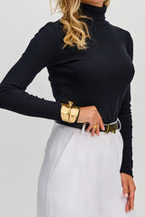 Rollkragenpullover, geripptes, schmal geschnittenes Strick-Langarm-Baselayer