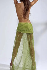 Pailletten-Cami Asymmetrisches Bodycon-Partykleid