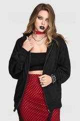 Punk-Kapuzenjacke mit Spinnennetz-Buchstabenprint