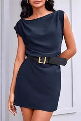 Sexy Belted Off Shoulder Cinched Work Dress