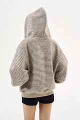 Schwarzer Strick-Hoodie mit doppeltem Reißverschluss, Mesh-Einsätzen und Fingerschlaufen