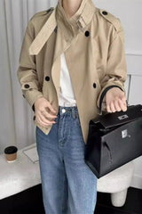 Cargo Cropped Casual Loose Jacket Khaki / M