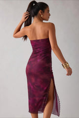 European and American smudged mesh dress women's summer sexy backless dress hip-wrapped split tube top long dress feeling Spice girl skirt