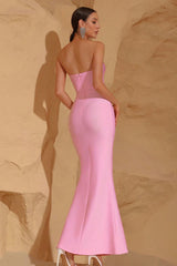 Strassbesetztes, trägerloses Meerjungfrauen-Partykleid