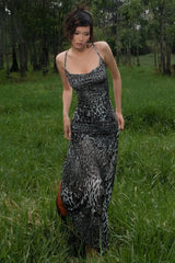 Partykleid mit Leopardenmuster, rückenfrei und mit Spaghettiträgern