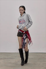 Retro Union Jack Stern Cropped Hoodie
