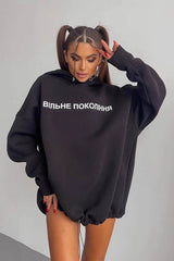 Oversized Langarm-Hoodie mit Buchstabenprint