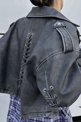 Washed PU Moto Biker Jacket