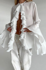 Elegante Bluse mit Rüschen und langen Ärmeln