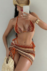 Striped Tie Sexy Three Piece Swim Set