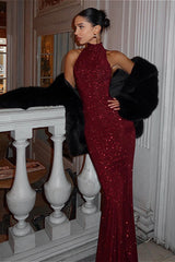 Neckholder-Meerjungfrauen-Bodycon-Maxi-Partykleid