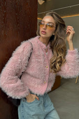 Heavyweight Plush Faux Fur Relaxed Cardigan