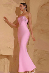 Strassbesetztes, trägerloses Meerjungfrauen-Partykleid