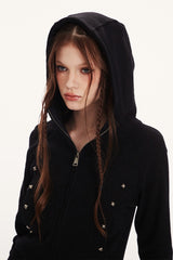 Kurzarm-Hoodie mit doppeltem Reißverschluss
