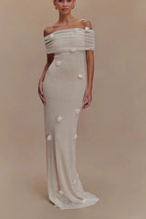 Geblümtes, schulterfreies, trägerloses Maxikleid für Partys