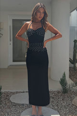 Sexy U Neck Backless Tie Polka Dot Halter Party Dress