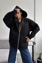 Einfarbiger, lockerer Streetstyle-Hoodie