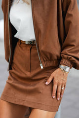 Warme Streetstyle-Jacke aus Wildleder mit Reißverschluss