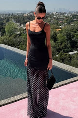 Polka Dot Off Shoulder Backless Bodycon Slip Dress