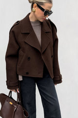 Eleganter, zweireihiger Trenchcoat aus Wollmischung mit Kerbkragen