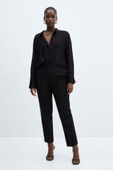 Chiffon-Bluse mit Metallic-Jacquard-Muster, durchsichtig, locker geschnitten, kurz