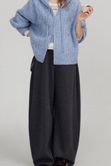 Retro-Strickjacke mit Kapuze aus weicher Wolle