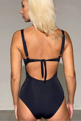 Tube Top Mesh Sheer Cutout Backless One Piece Swimwear