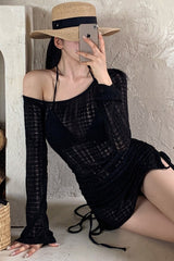 Sexy Long Sleeve Cover Up Three Piece Swim Set