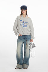 Asymmetric Off-Shoulder Loose Fit Sweatshirt
