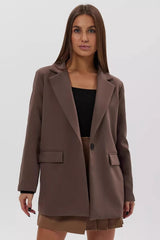 Lightweight Single Button Draped Blazer