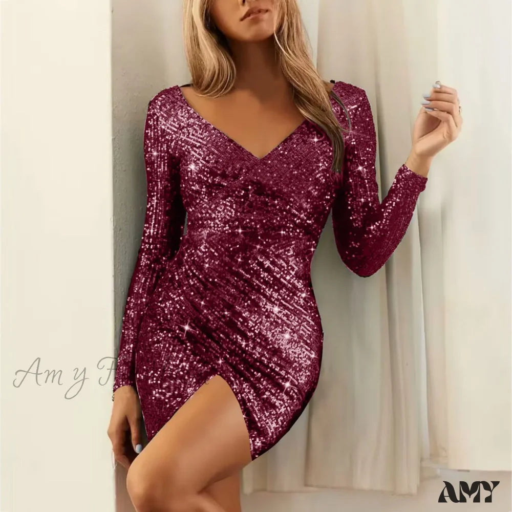 Elegant Wedding Sexy V Neck Lace Low Cut Long Sleeve Holiday Puff Sleeves Bride Gown Party Dress
