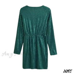Elegant Wedding Sexy V Neck Lace Low Cut Long Sleeve Holiday Puff Sleeves Bride Gown Party Dress