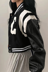Cropped Letter Patch Varsity Jacket