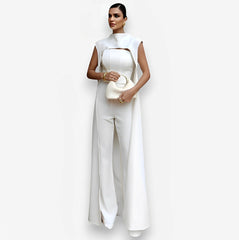langer Cape-Top-Jumpsuit, schmal geschnitten
