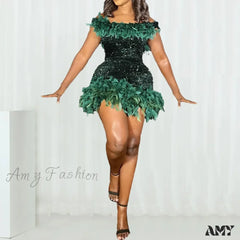 Fashion Women’s Sexy Lace Up Short Sleeve Evening Party Mini Dew Shoulder Halter Neck Solid Color