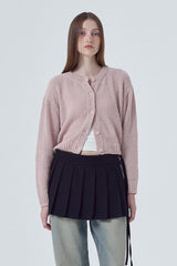 Button Front Crewneck Knit Top