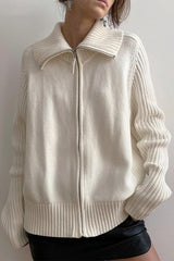 Lässiger, einfarbiger Strickcardigan mit lockerem Kragen