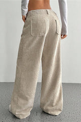 Front Patch Pocket Relaxed Wide Leg Pants