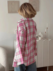 Lockere blaue Baumwollbluse mit Streifen