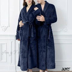 Formal Elegant High-Waist Split Long-Sleeve V-Neck Cocktail Party Prom Gowns Dress Navy / M