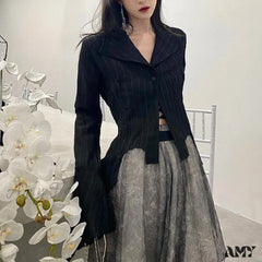 Gothic Dark Academic Irregular Streetwear Y2K Blouse