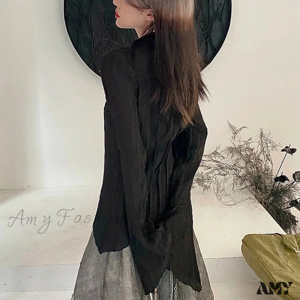 Gothic Dark Academic Irregular Streetwear Y2K Blouse
