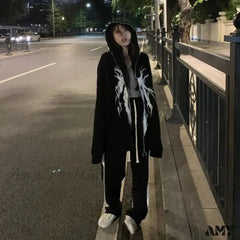Harajuku Cartoon Gothic Vintage Kawaii Plus Size Zipper Hoodie